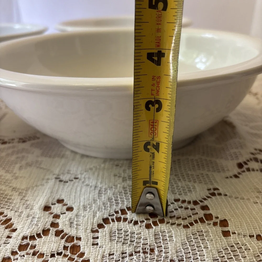 Pier 1 Imports White Glaze Nesting Mixing Bowls ~ Set of 4